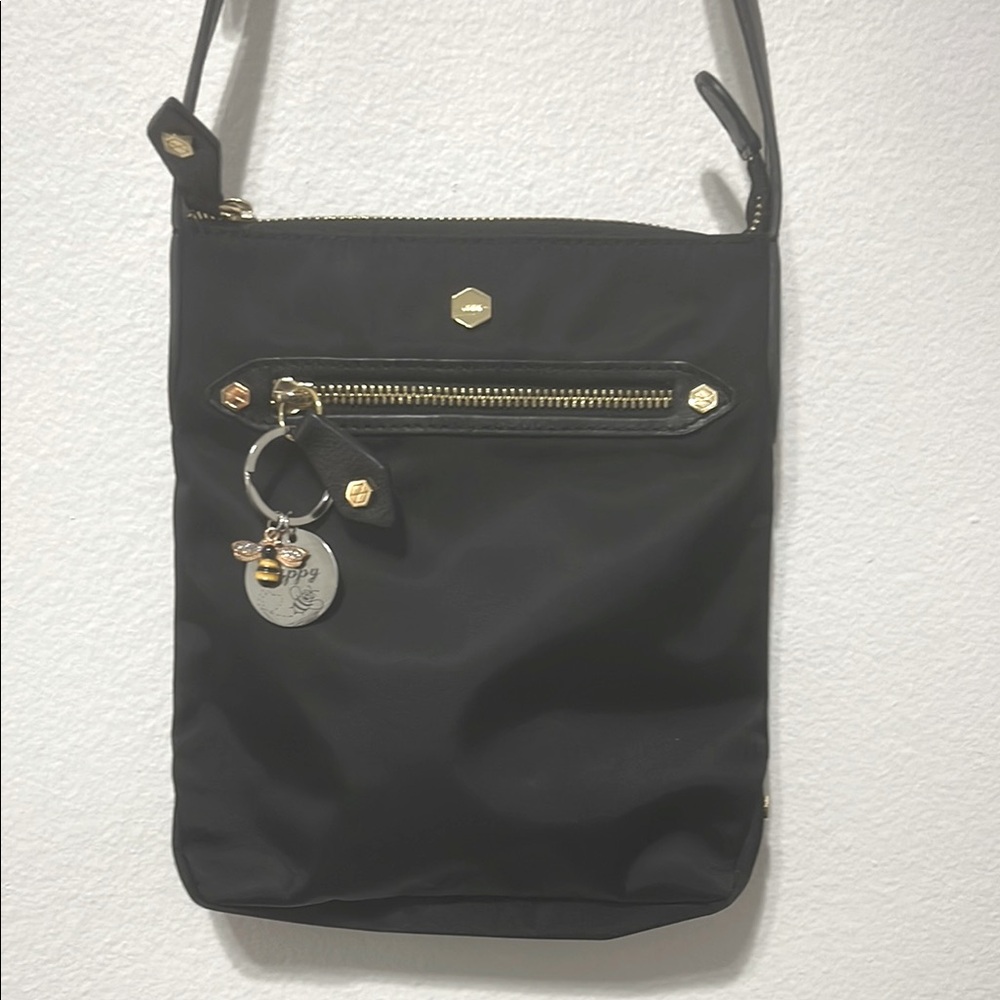 Lodis NWOT Crossbody Bag with Bee Charm adjustable straps Gold & Black